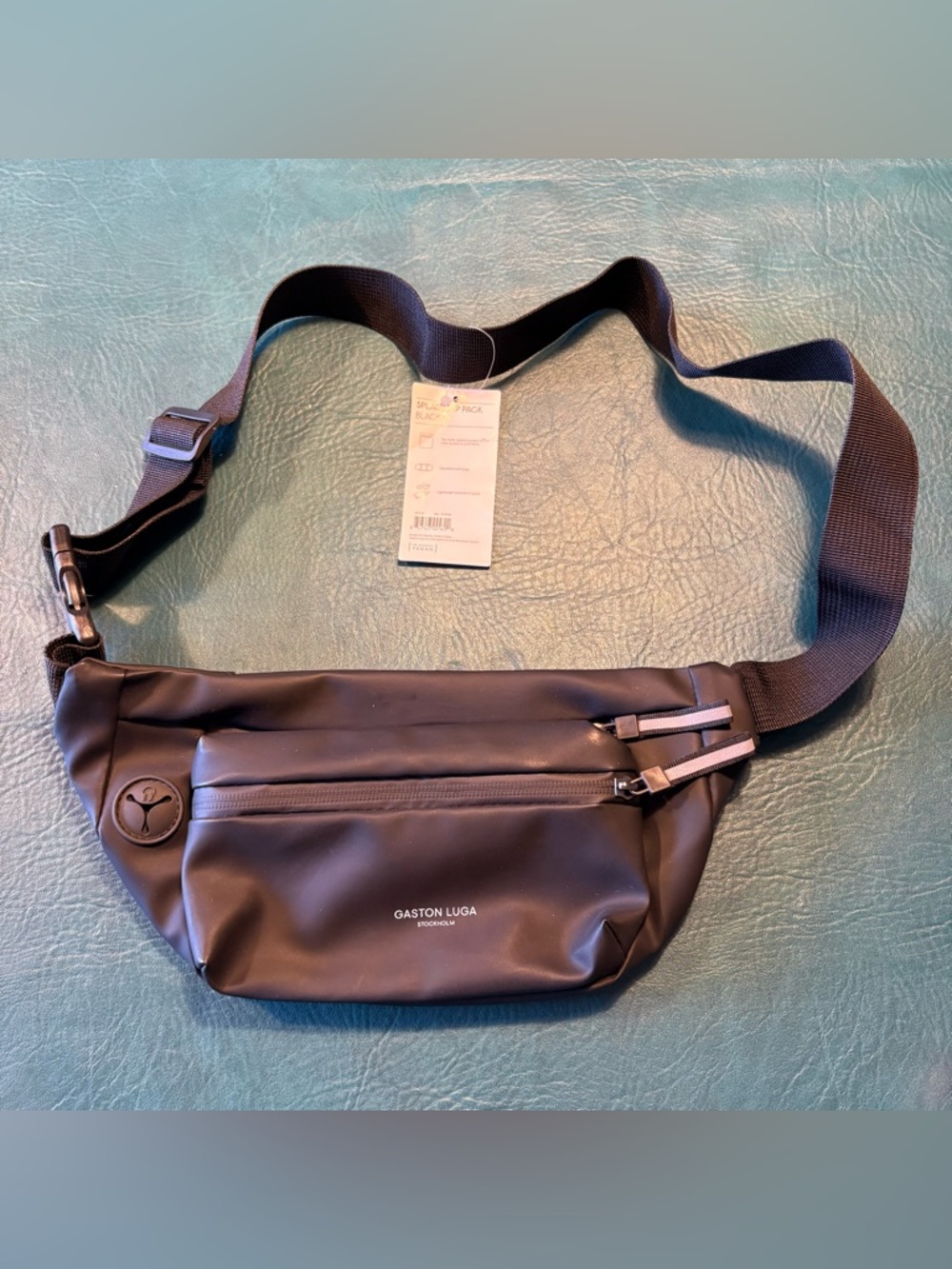 NEW! GASTON LUGA Black Spläsh Hip Pack Crossbody Bag Fannypack travel unisex
